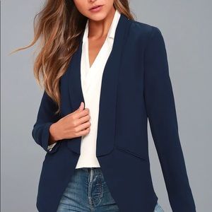 Lulu’s Miss Punctuality Navy Blue Lightweight Blazer Size Small